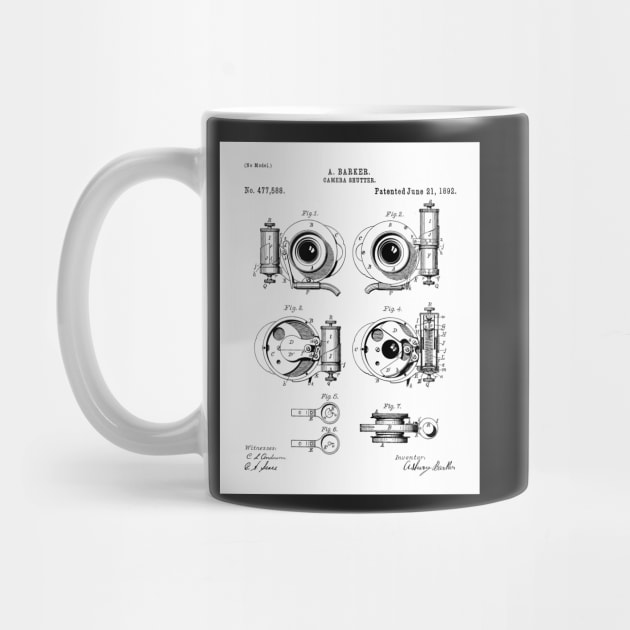 Camera Shutter Patent - Photographer Photography Studio Art - White by patentpress